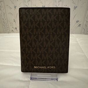 Michael Kors Dark Brown Monogram Passport Holder